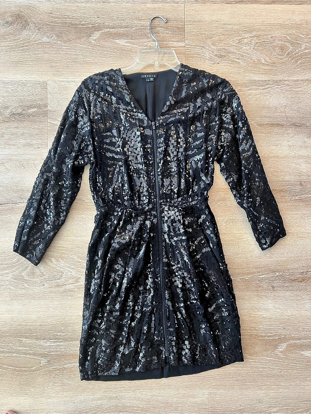 Theory Sequin Mini Dress in Black Size 0 Like New